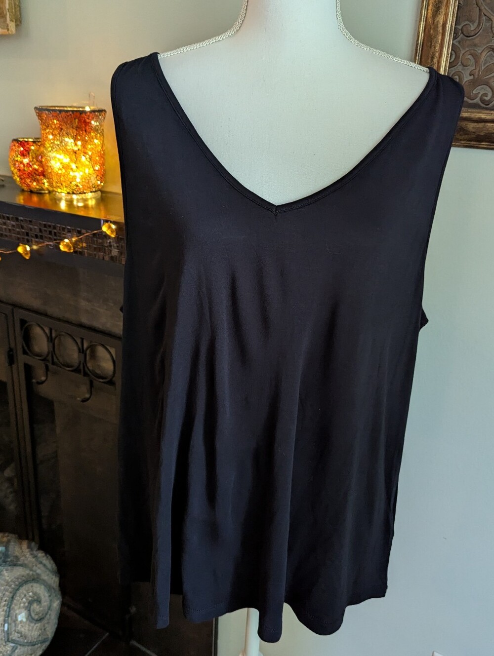 Soft Surroundings Tank Top Women's 3X Navy Blue V-neck Soft Knit Basic